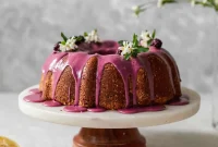 Lemon Sour Cream Pound Cake with Blackberry Glaze