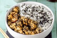 Tahini Miso Eggplant Bowl with Sesame Rice and Scallions
