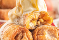 Crispy Apple Pie Egg Rolls with Cinnamon Sugar Dip