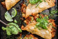 Crispy Poblano Chicken Tacos with Avocado Jalapeño Salsa