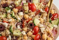 Greek Quinoa and Chickpea Salad with Feta and Olives