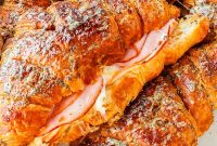 Crispy Baked Ham & Melted Cheese Croissants Recipe