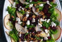 Roasted Beet Salad with Goat Cheese, Arugula and Walnuts