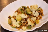 Roasted Brussels Sprouts, Cauliflower & Chickpea Bowl with Lemon Tahini