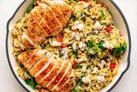 Spinach, Feta & Chicken Orzo Bake — Cheesy One-Pan Dinner