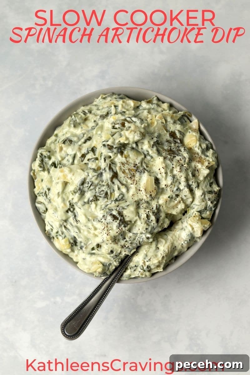 Spinach artichoke dip in a bowl
