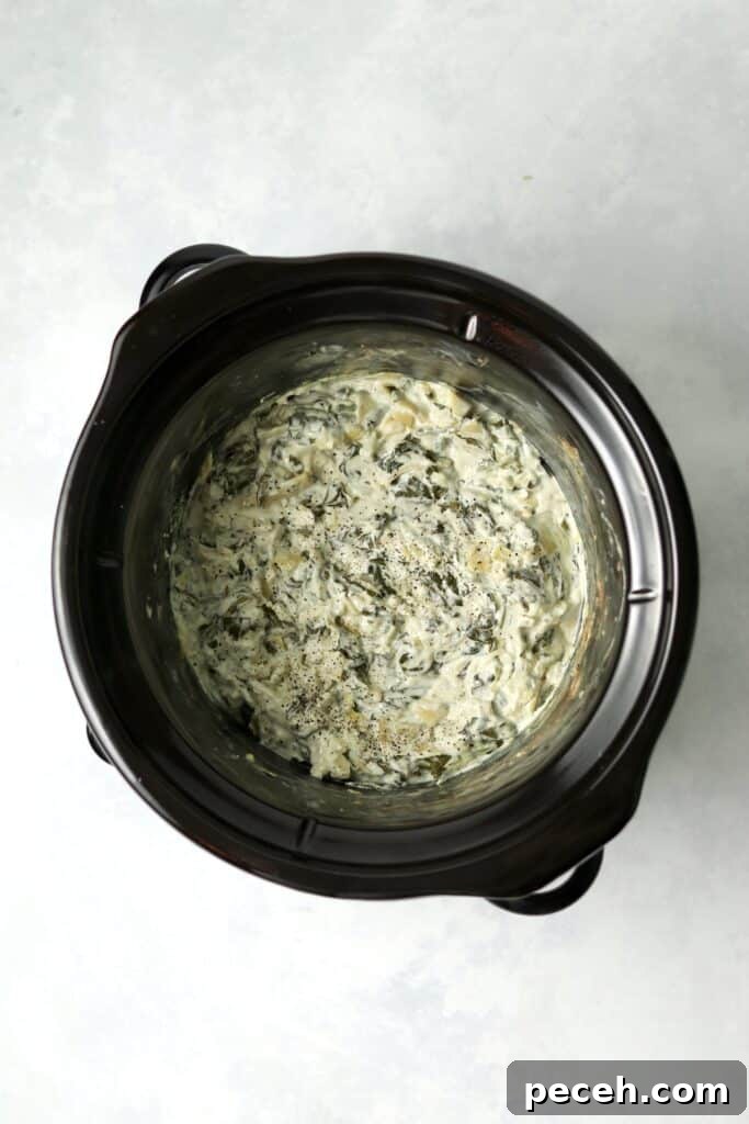 slow cooker spinach artichoke dip