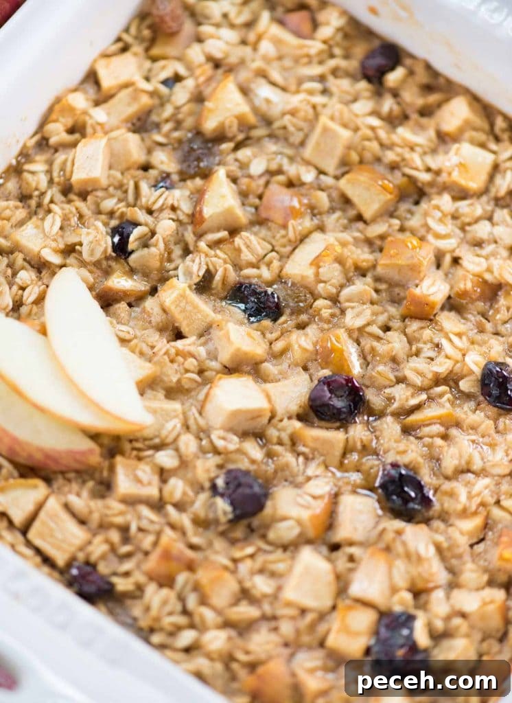 Apple Cinnamon Baked Oatmeal Recipe with Warm Spiced Apples 2 Baked oatmeal with apples and raisins