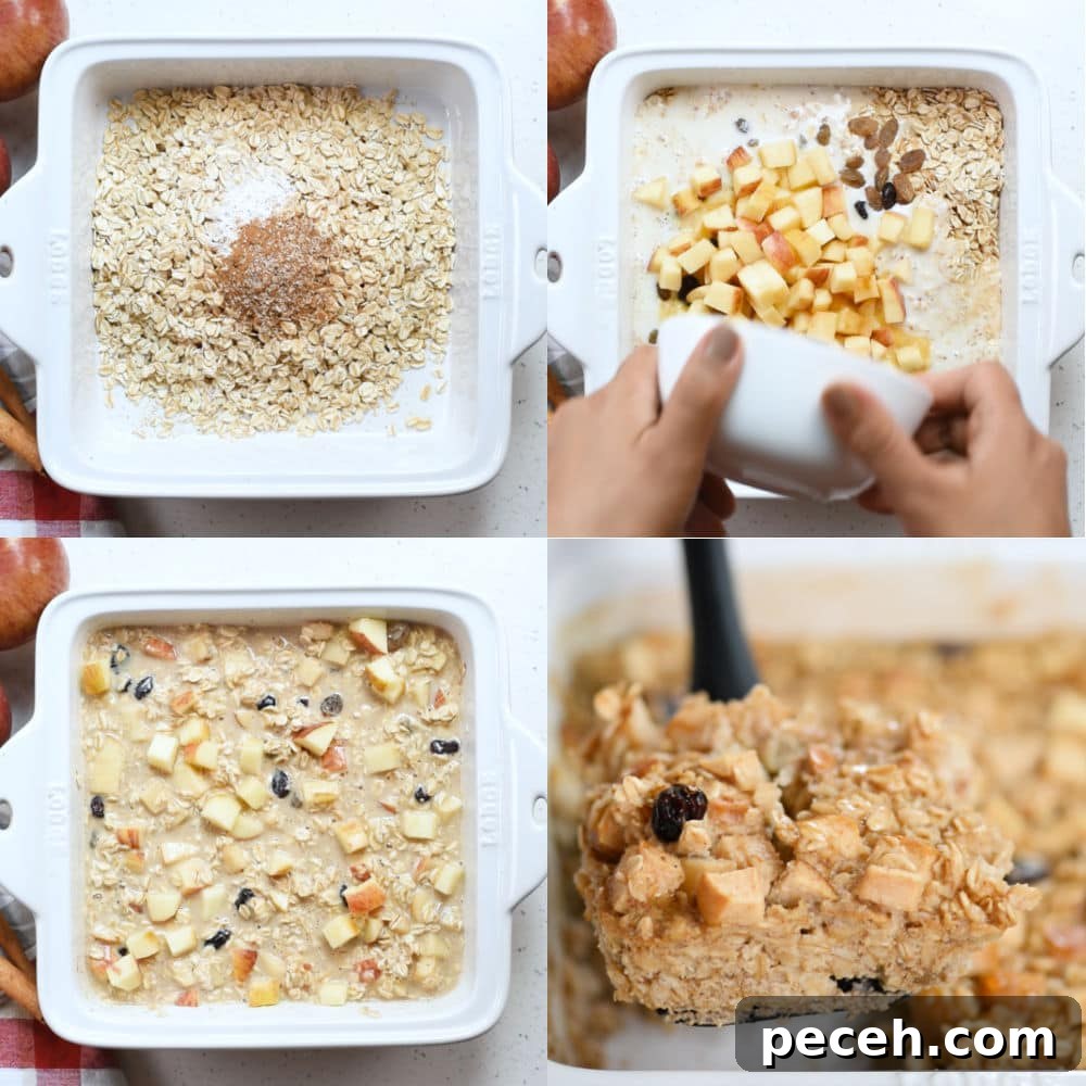 Apple Cinnamon Baked Oatmeal Recipe with Warm Spiced Apples 5 Preparing apple cinnamon baked oatmeal