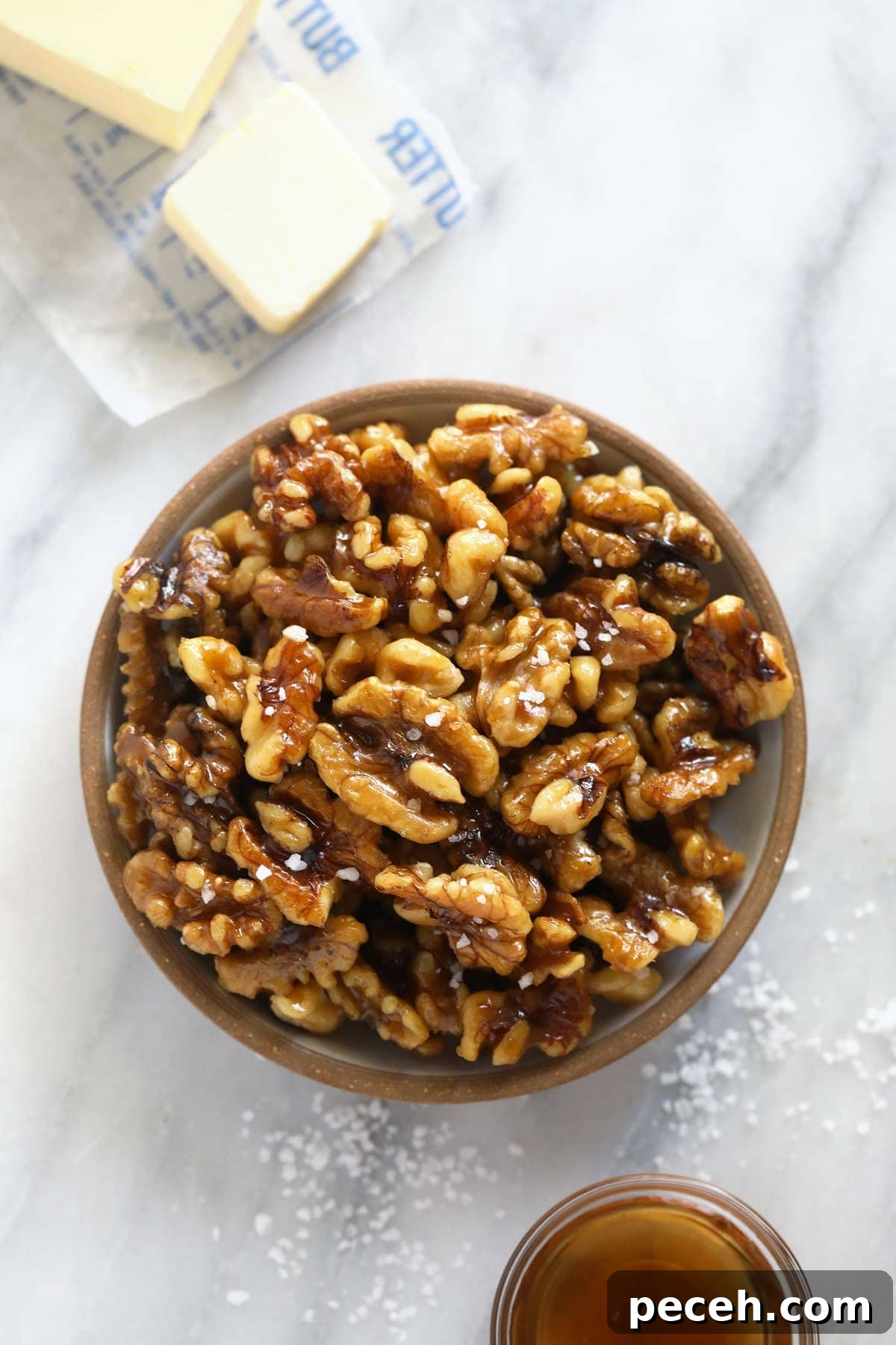 Candied Walnuts Recipe: Crunchy Sweet Coated Nuts in 20 Minutes 2 Candied walnuts in a bowl