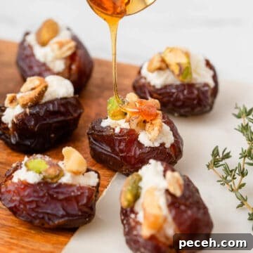 Stuffed dates drizzled with honey.