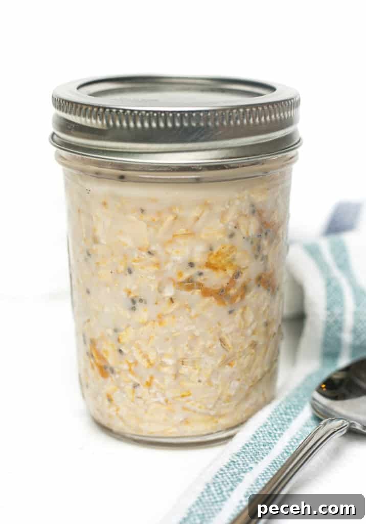 Peanut butter oatmeal in a jar