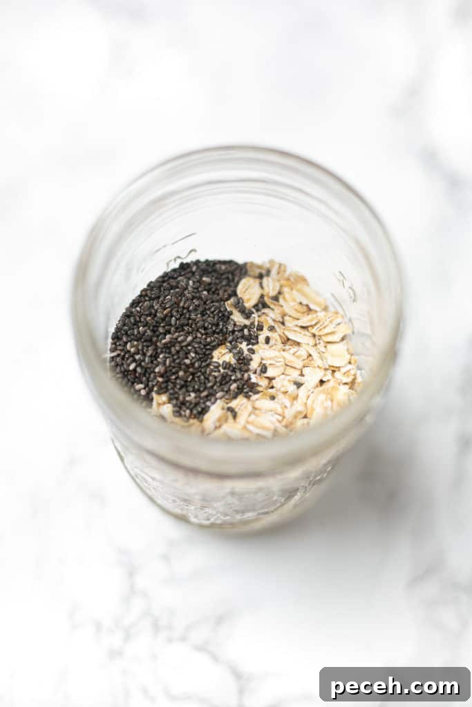 Making overnight oats chia seeds