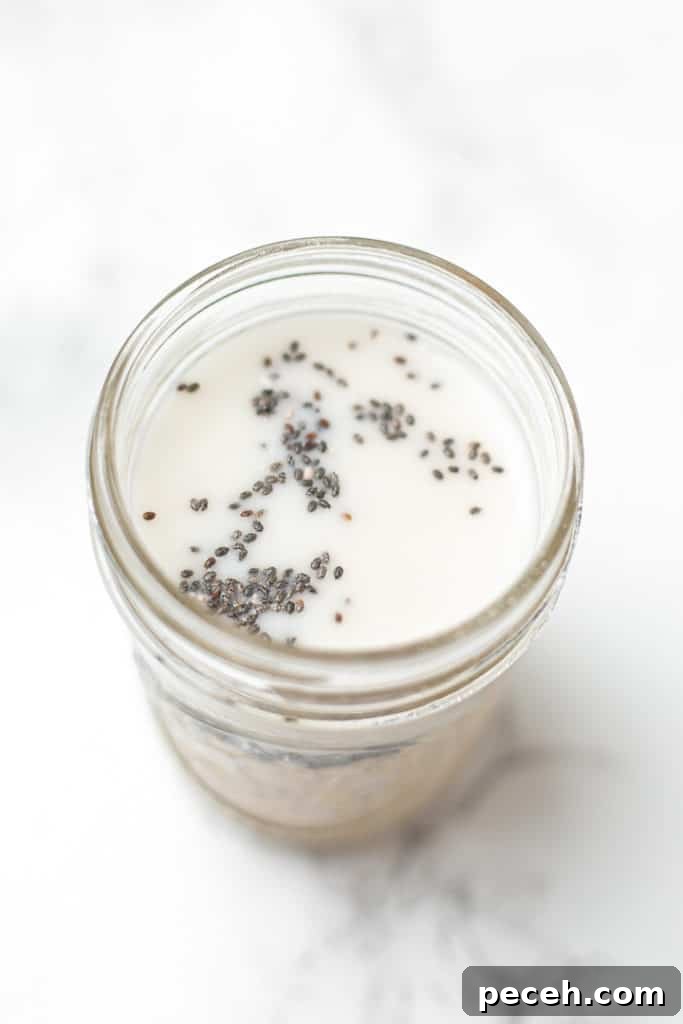 Making peanut butter oats in a jar