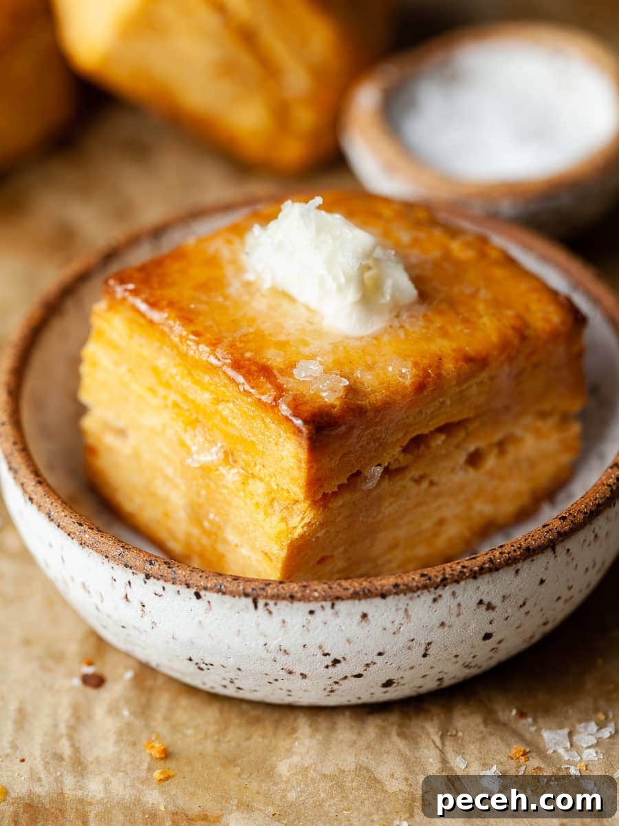 Gluten-Free Sweet Potato Biscuits Recipe for Fluffy, Tender Biscuits 8 gluten free sweet potato biscuits topped with honey butter