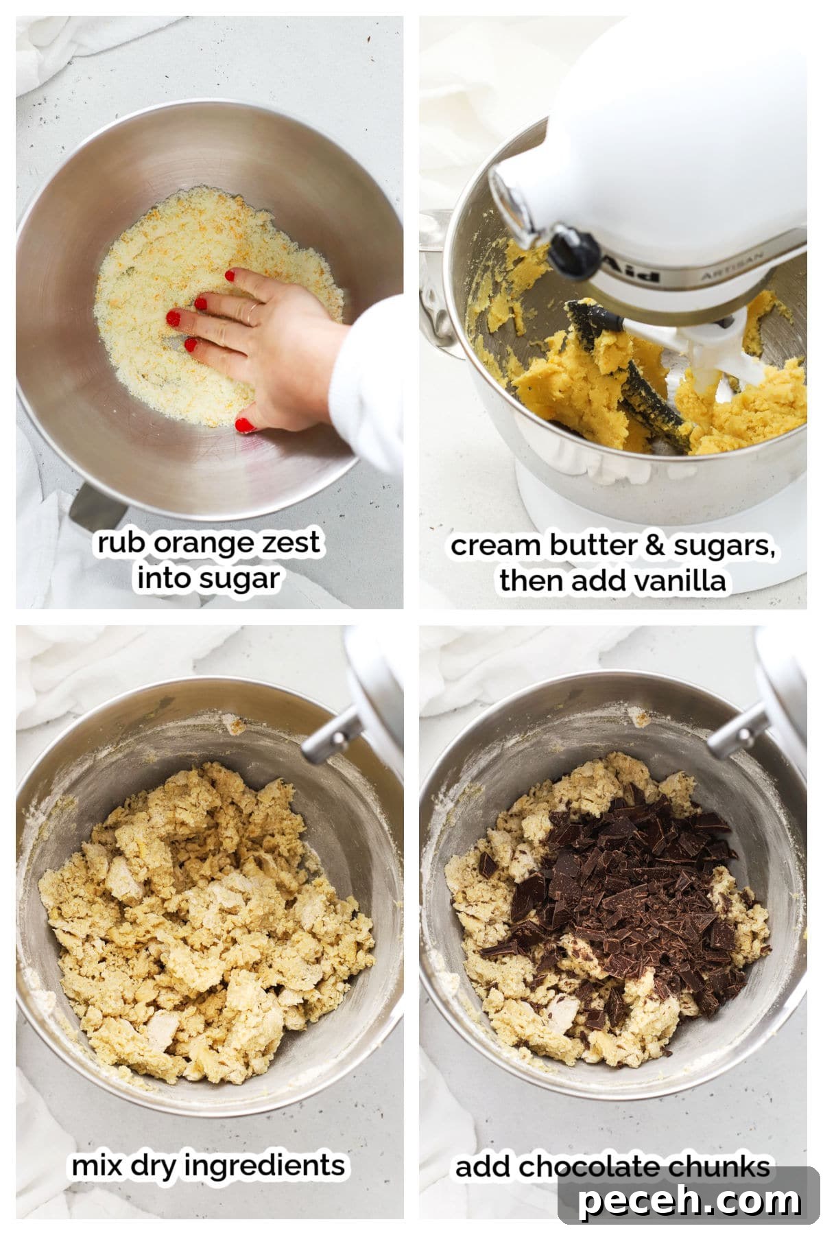 Orange Chocolate Chunk Shortbread Cookies (Gluten-Free) 4 mixing up gluten-free orange chocolate chunk cookie dough