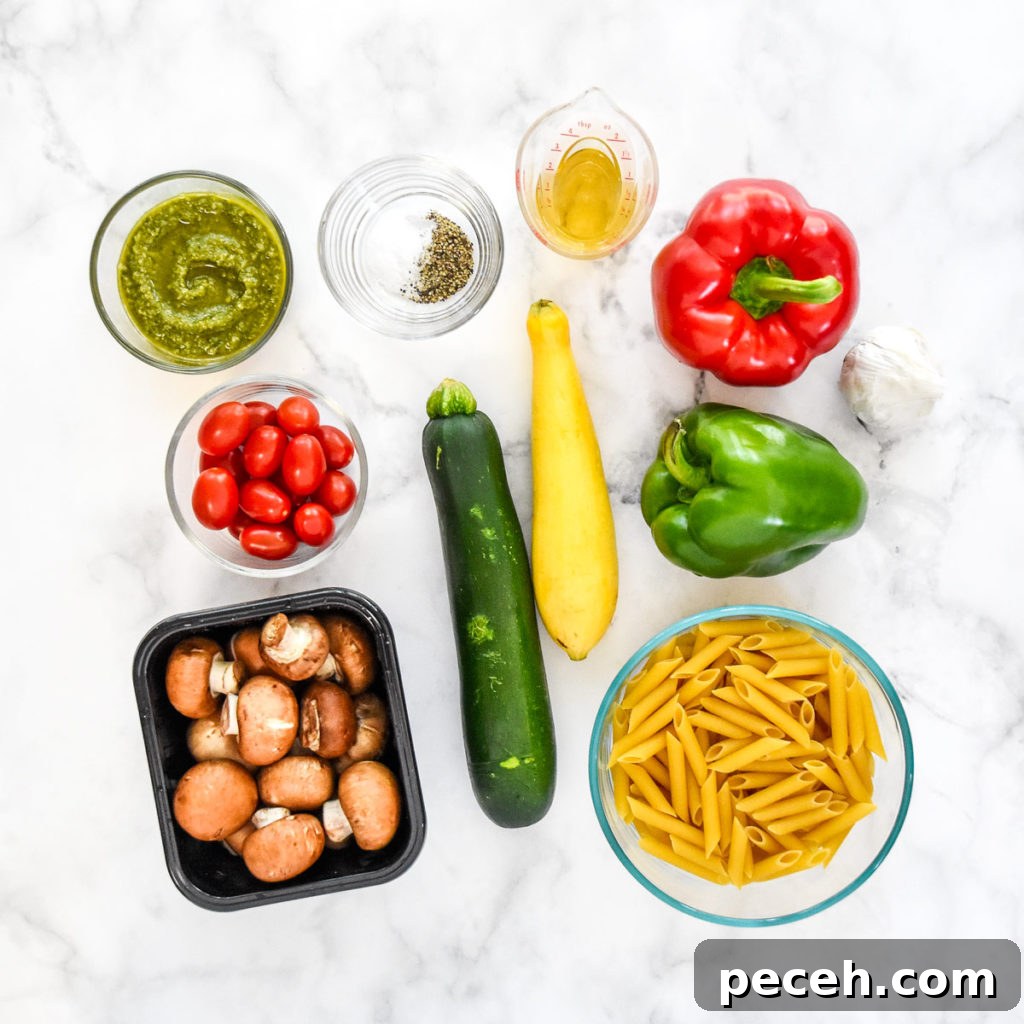 vegetables, oil and seasonings in small bowls before starting the prepare the recipe.