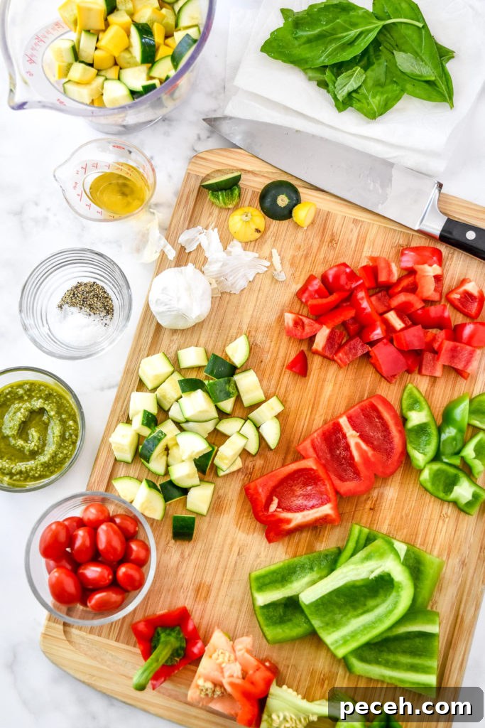 cutting and preparing vegetables on a cutting board.