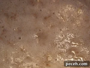 Sourdough starter bubbling