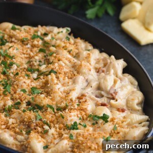 Crispy Crunch Toppings to Elevate Macaroni and Cheese 6 pan of gouda macaroni and cheese topped with toasted panko breadcrumbs