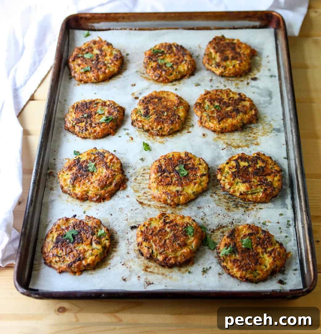 Gluten-Free Baked Zucchini Fritters Recipe 3 A tray of baked fritters