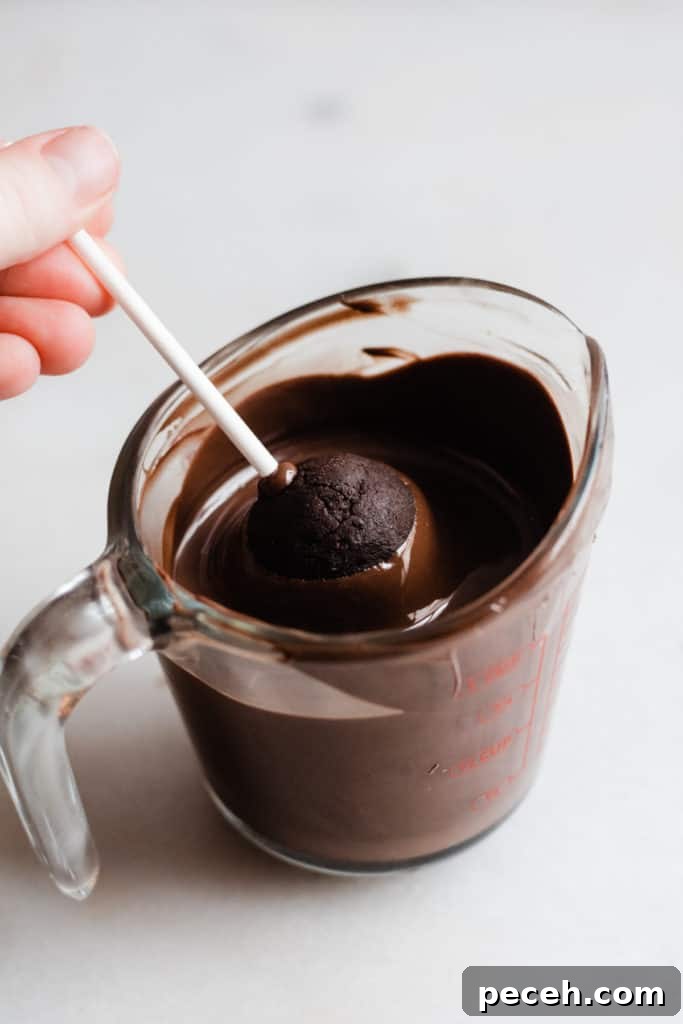 Chocolate coated cake pops