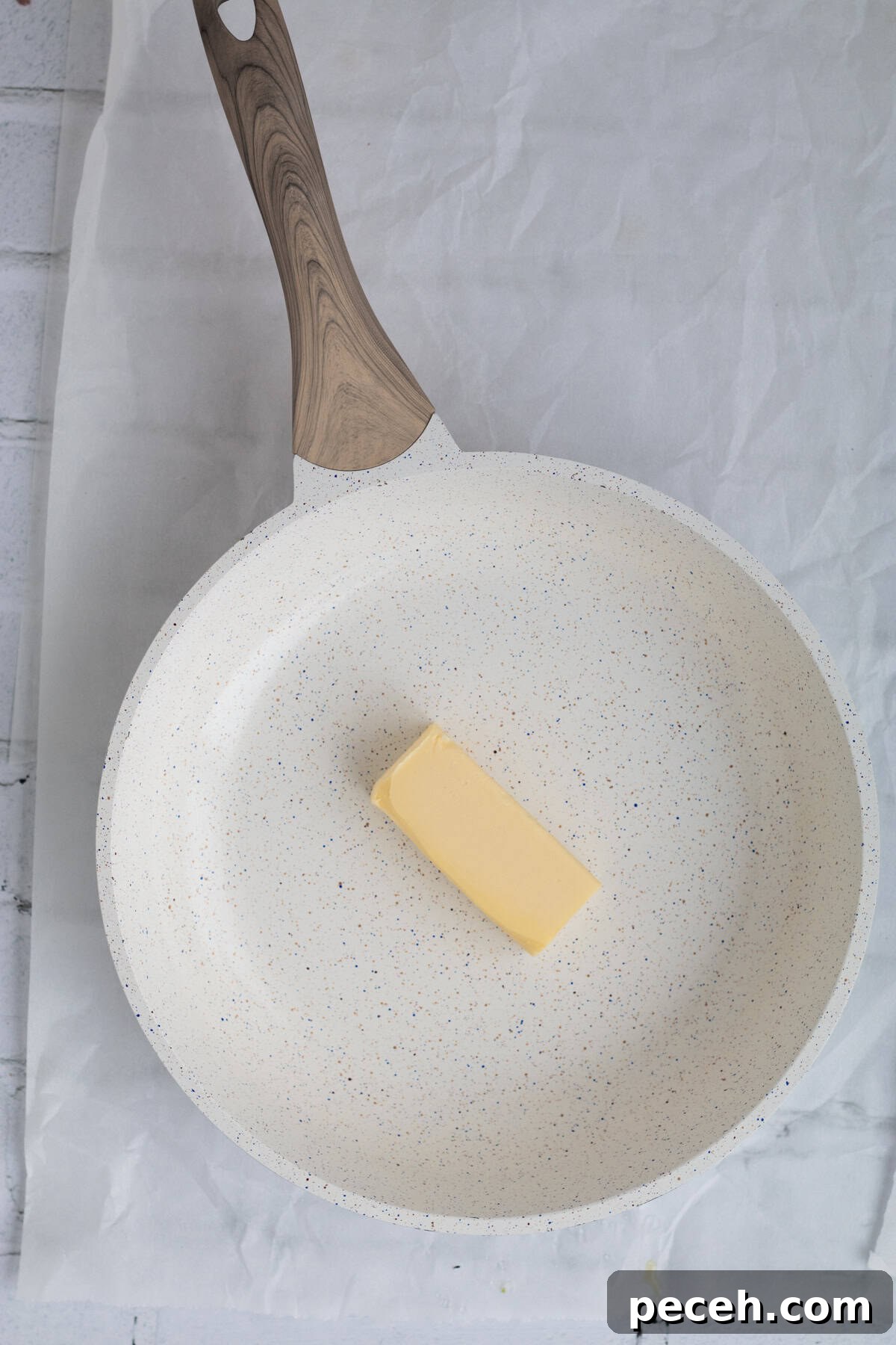 butter in a pan melting.
