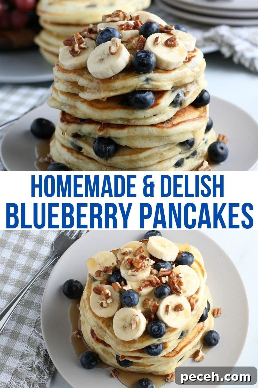 Homemade Blueberry Pancake Recipe for Fluffy, Perfect Stacks 9 Collage of blueberry pancakes