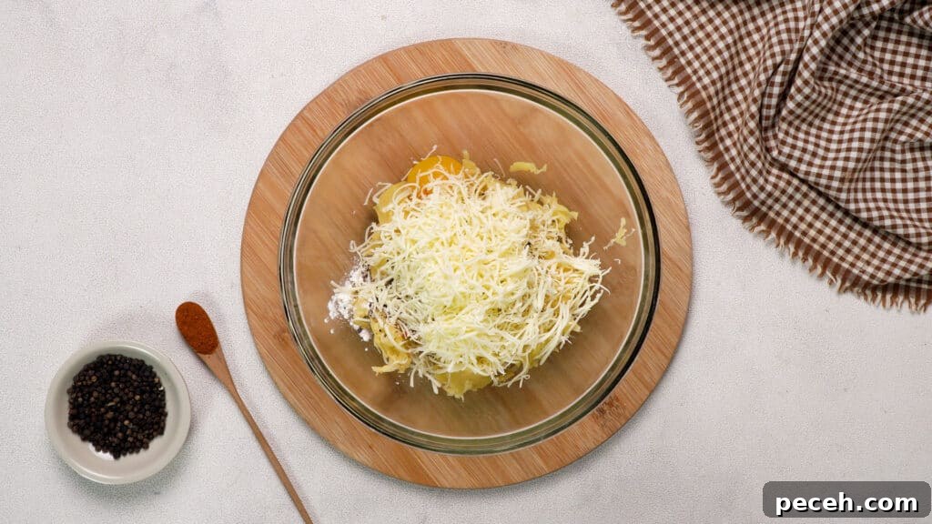Ingredients and potatoes in the bowl