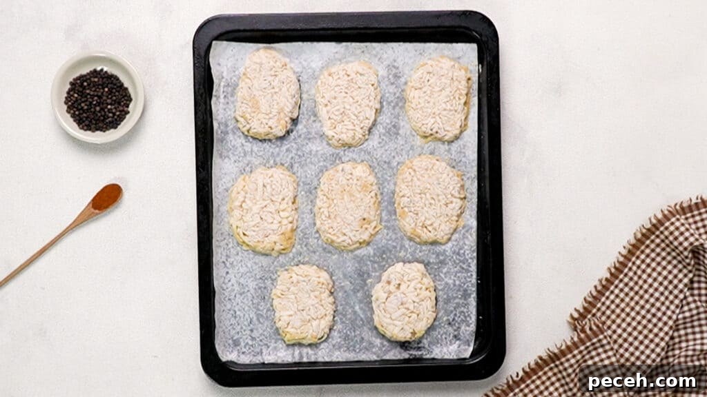 Frozen hash browns on the baking paper