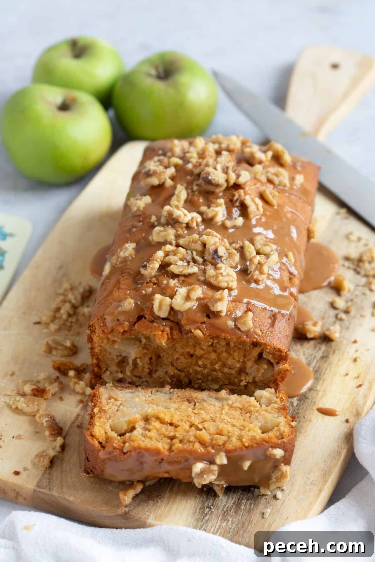 Moist Bramley Apple Loaf Cake Recipe — Tender Spiced Apple Loaf 11 A slice of Bramley apple loaf cake.