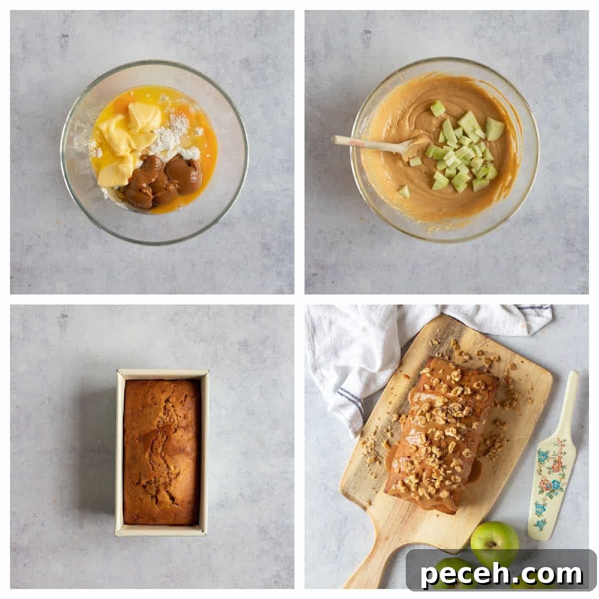 Moist Bramley Apple Loaf Cake Recipe — Tender Spiced Apple Loaf 4 Step by step photo instructions for making apple loaf cake.