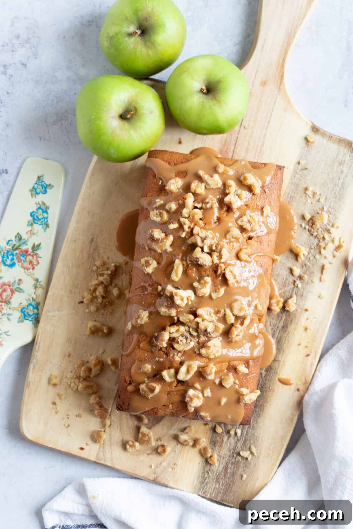 Moist Bramley Apple Loaf Cake Recipe — Tender Spiced Apple Loaf 6 Slice of Bramley apple loaf cake.