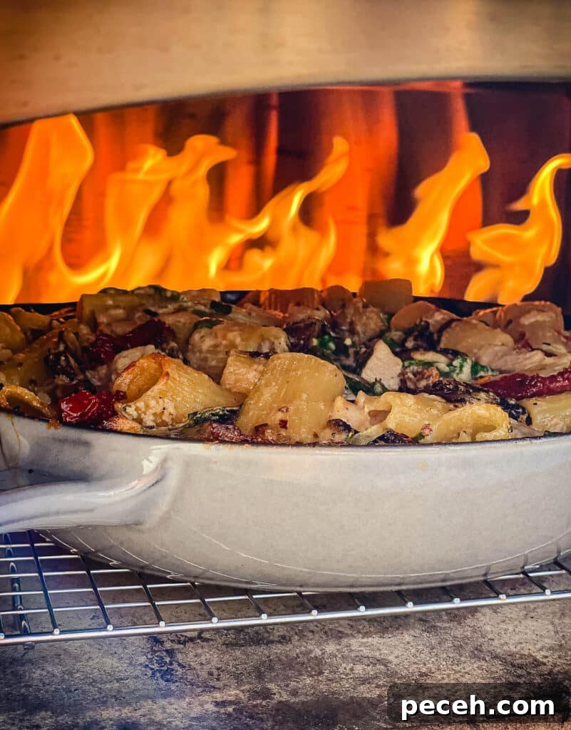 Creamy Chicken and Mushroom Rigatoni Recipe for Weeknights 12 easy chicken pasta bake in a pizza oven