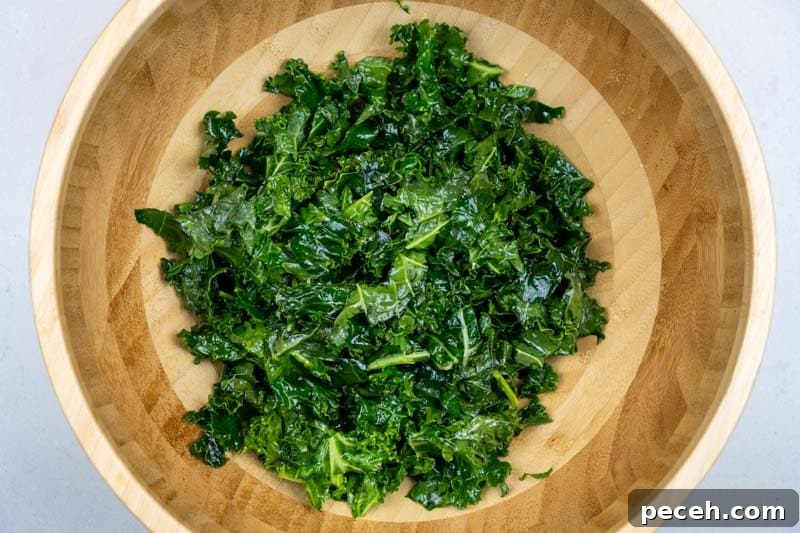 Prepping the kale