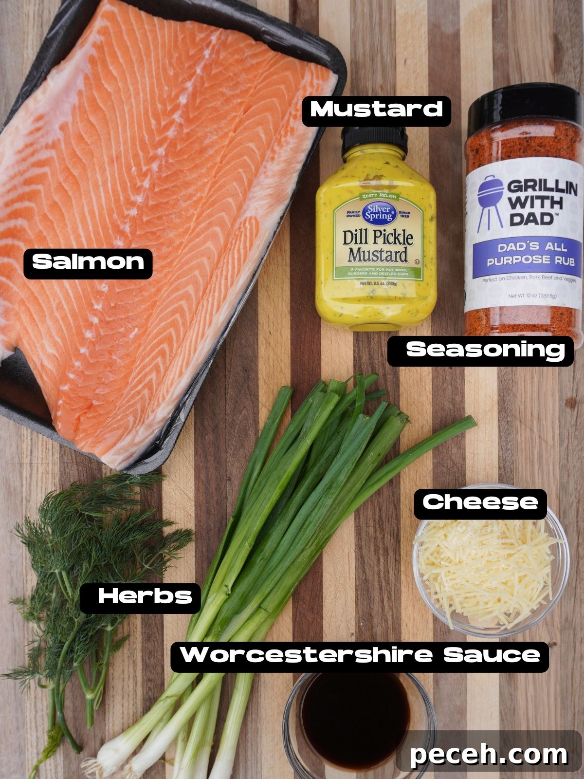 Pan-Seared Salmon with Creamy Dill Mustard Sauce 3 Salmon with dill mustard sauce ingredients.