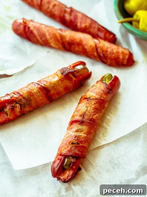 Air Fryer Bacon Wrapped Hot Dogs