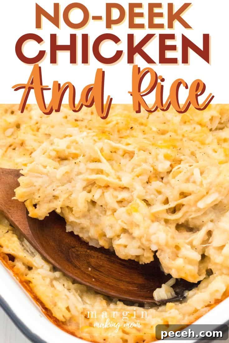 No-Peek Chicken and Rice Casserole: Tender, Foolproof Meal 2 a wooden spoon scoops out a helping of no-peek chicken and rice from a baking dish