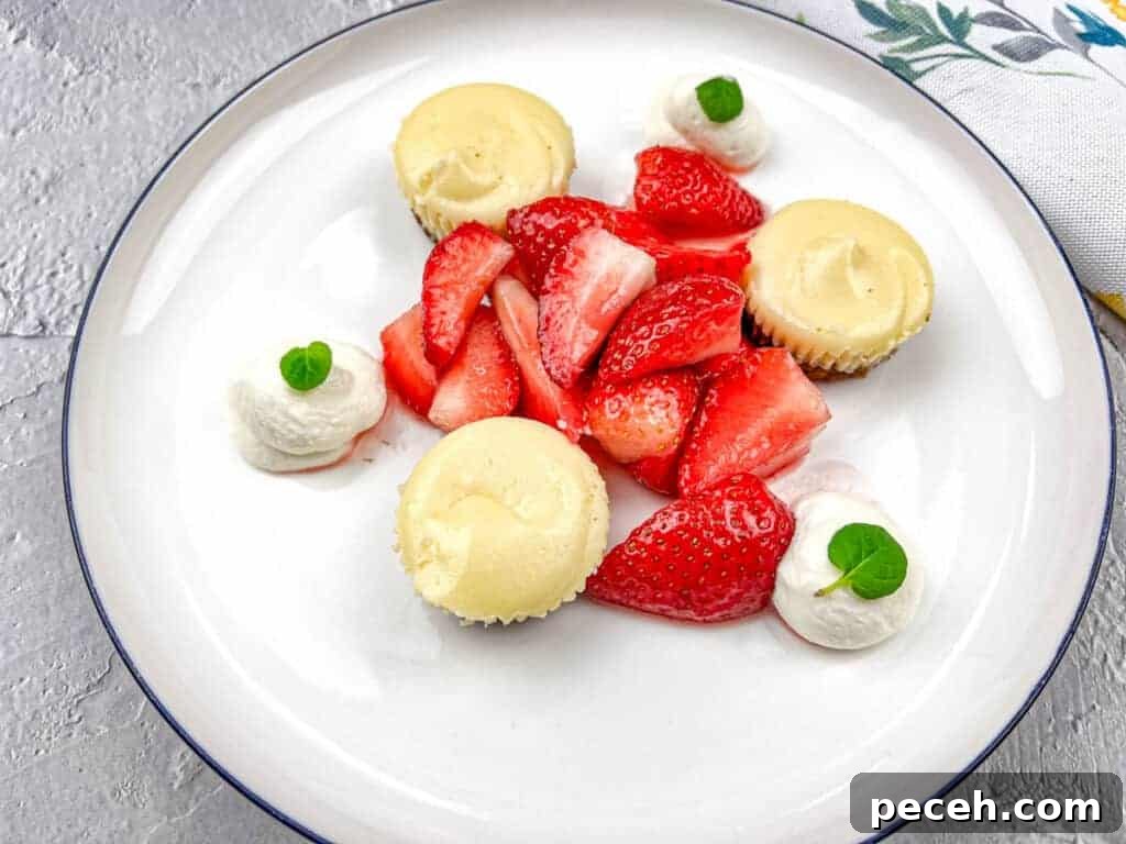 17 Mother’s Day Brunches You Can Enjoy Without Reservations or Parking Hassles 17 A white plate with strawberries and mini biscoff cheesecakes.
