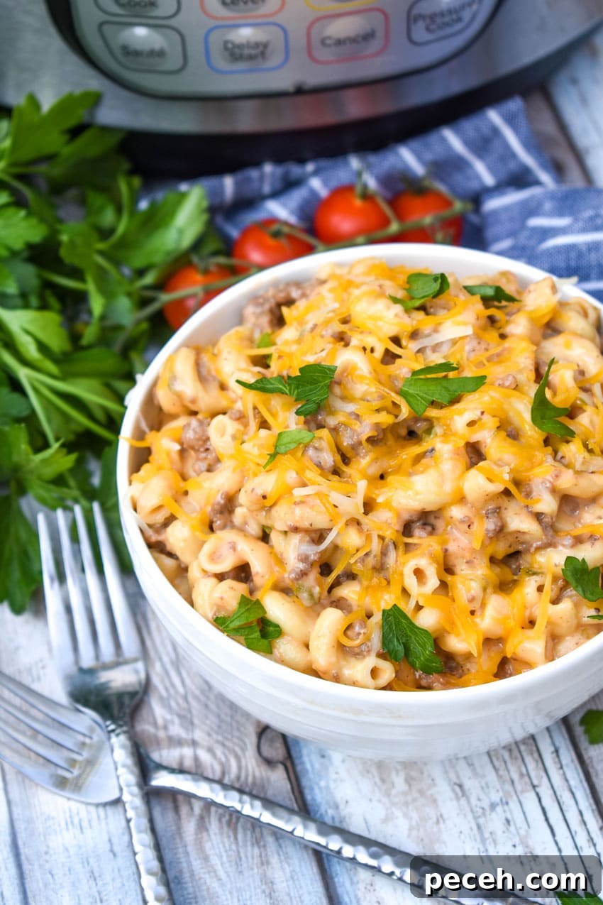 Instant Pot Cheeseburger Macaroni Skillet Recipe 4 instant pot cheeseburger macaroni in a white bowl