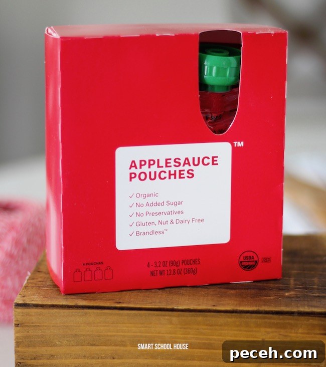 Apple of My Eye: Homemade Applesauce Valentine Recipe 5 Brandless applesauce pouches.