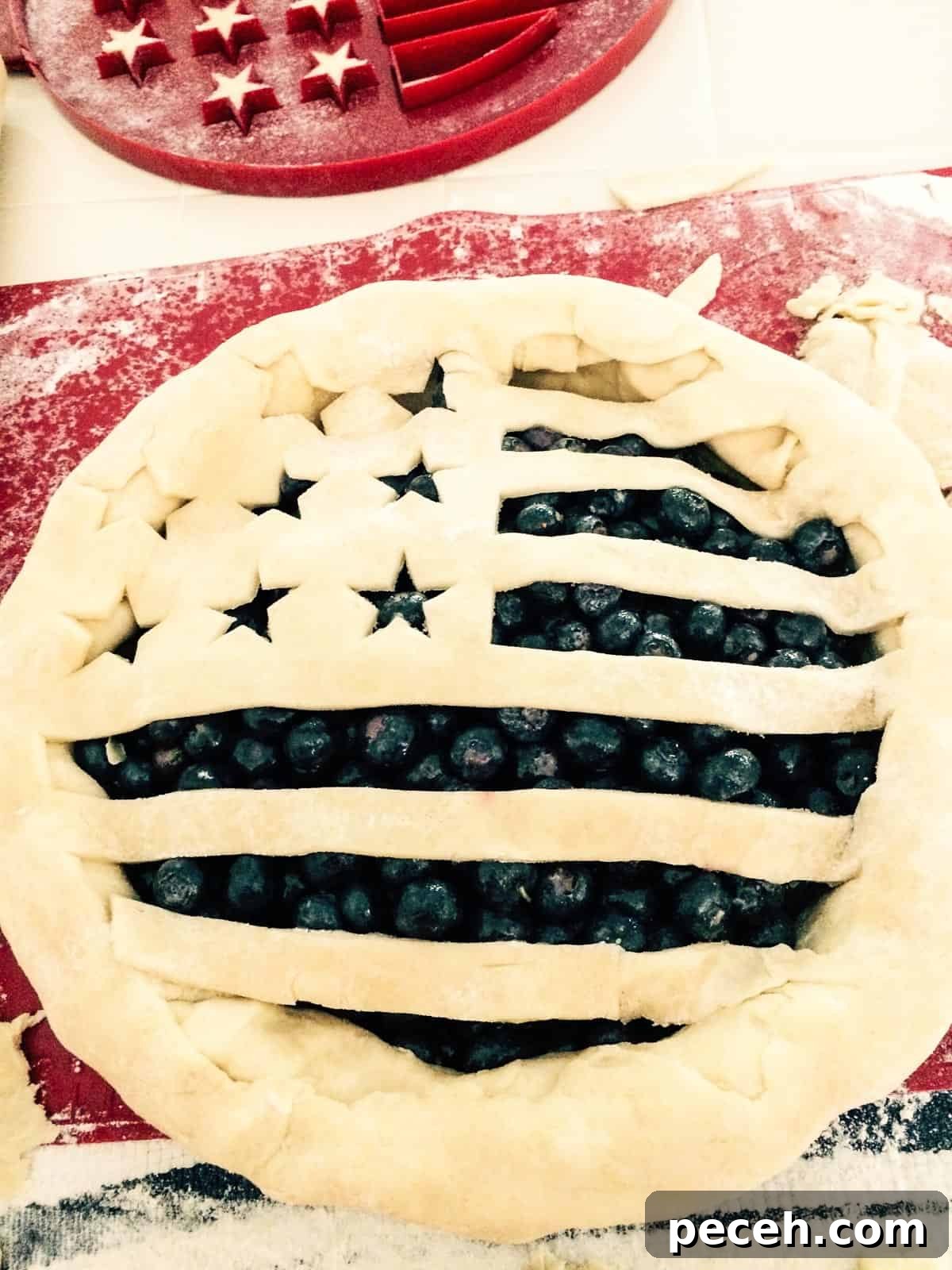 Outdoor Baked Blueberry Pie: Rustic Campfire Recipe 5 Flag pie crust detail