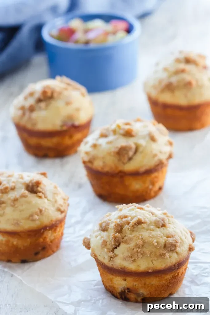 Tangy Rhubarb Muffins with Streusel Crumble 6 rhubarb muffins