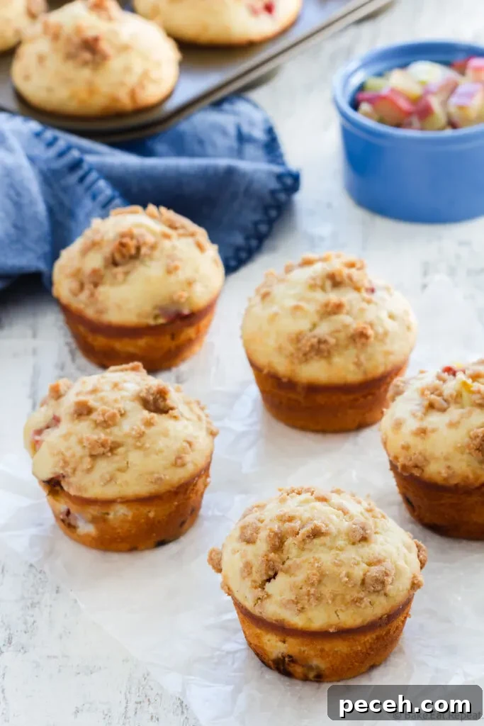 Tangy Rhubarb Muffins with Streusel Crumble 4 easy rhubarb muffins