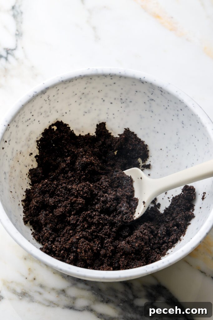 crushed oreos mixed with melted butter