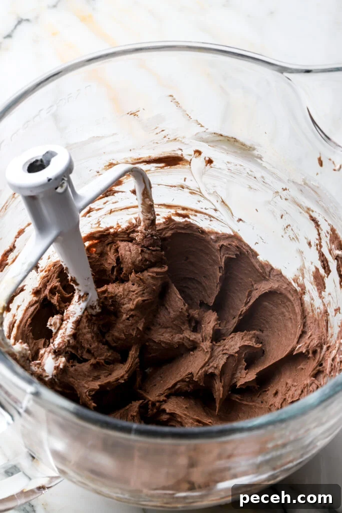 cream cheese, sugar and cocoa powder creamed together