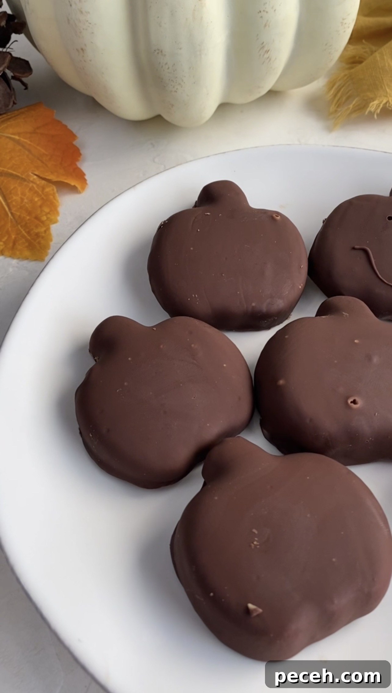Gluten-free Dairy-free Copycat Reese's Peanut Butter Cup Pumpkins - 4-ingredients, EASY!