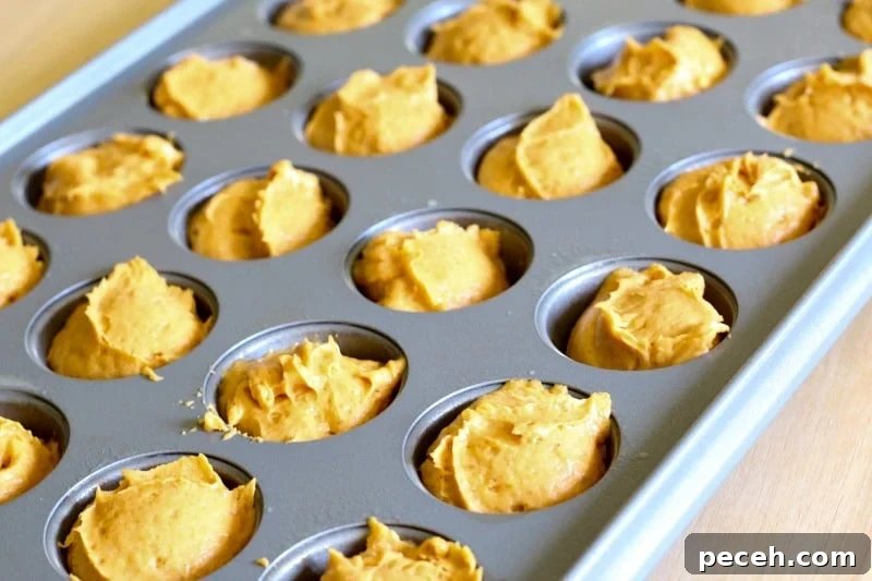 tips for making pumpkin muffins adding muffin mixture to the muffin tin