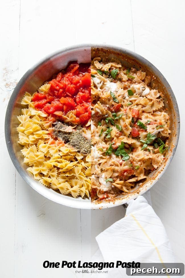 One Pot Lasagna Pasta from thelittlekitchen.net