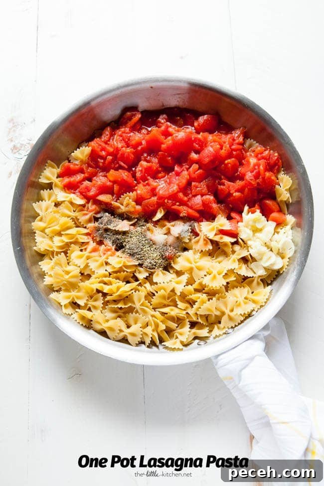 One Pot Lasagna Pasta from thelittlekitchen.net